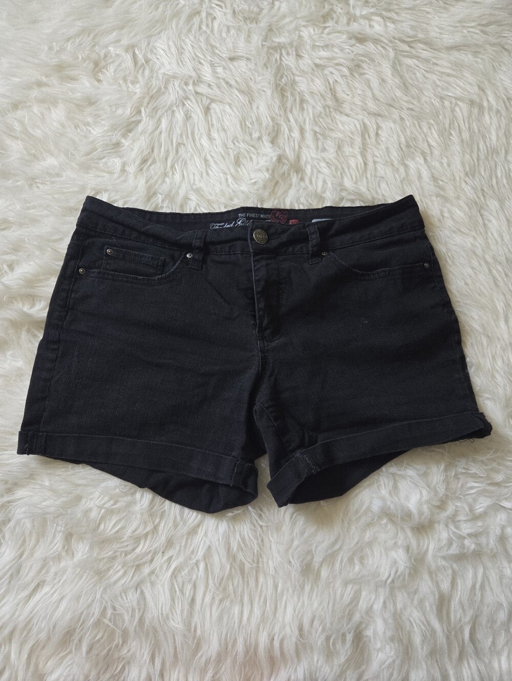 Faded Glory Black Denim Roll-Hem Women's Shorts